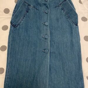 Blue Denim Button-Front Skirt